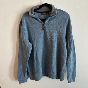 Men's Tasso Elba Long Sleeve 1/4 Zip Pullover Light Blue Worn